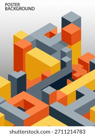 Isometric abstract background with colorful geometric structure