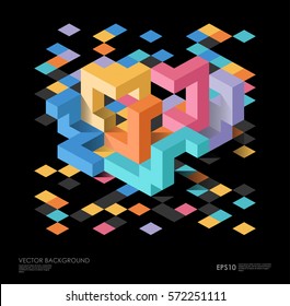 isometrischer abstrakter Hintergrund mit geometrischen Zahlen. Vektordesign-Layout für Geschäftsvorträge, Web und App. 