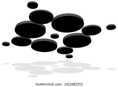 Isometric abstract black dots and reflection, isolated on white background, EPS10 vector illustration, suitable for logo.