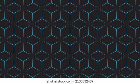 Motif abstrait isométrique noir, motif cubique harmonieux, motif hexagone, image vectorielle 