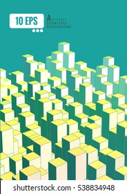 Isometric abstract cube array on green graphic template background 