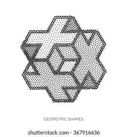 Isometric abstract geometric design elements are assembled from a set of points. Perfectly suited to background, structural 