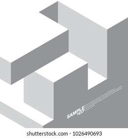 Isometric abstract grey background, Geometric design. Concept bussiness backgrounds with trendy design. Applicable for Covers, Placards, Posters, Flyers and Banner Designs.Vector illustration.