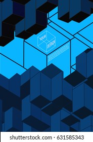 isometric abstract shape lay on blue background graphic layout for your artwork