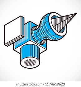 Isometric abstract vector dimensional shape, polygonal figure