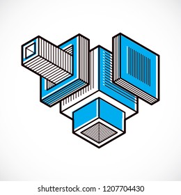 Isometric abstract vector dimensional shape, polygonal figure