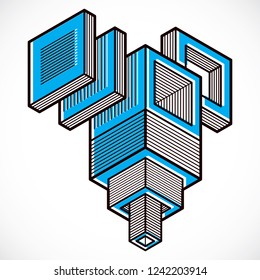 Isometric abstract vector dimensional shape, polygonal figure