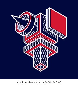 Isometric abstract vector dimensional shape, polygonal figure