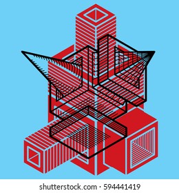 Isometric abstract vector dimensional shape, polygonal figure