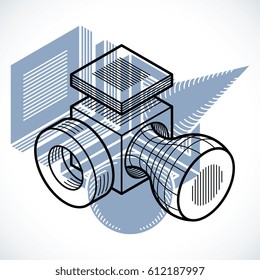Isometric abstract vector dimensional shape, polygonal figure