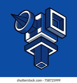 Isometric abstract vector dimensional shape, polygonal figure
