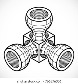 Isometric abstract vector dimensional shape, polygonal figure