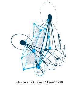 Isometric abstract vector low poly shape. Communication technologies modern illustration.