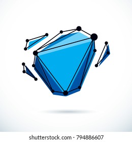 Isometric abstract vector low poly shape. Communication technologies modern illustration.