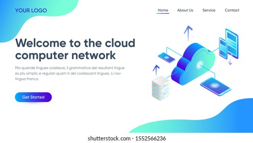 Isometric abstract web interface design. Business management isometric design on light background. System technology, global network, big data, smart app, blockchain, business, ui web, landing page