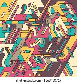 Abstracción isométrica en color. Ilustración vectorial.