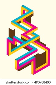 Isometric abstraction in color. Vector illustration.