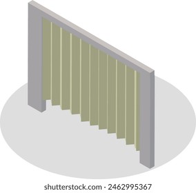 Isometric accordion curtain image material