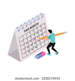 Composición contable isométrica con imágenes conceptuales personajes pequeños y elementos de espacio de trabajo ilustración vectorial
