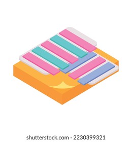 Isometric accounting composition with conceptual images workspace items sticky notes vector illustration
