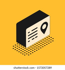 Isometric Address book icon isolated on yellow background. Telephone directory.  Vector Illustration