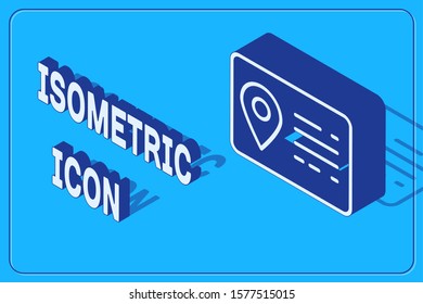 Isometric Address book line icon isolated on blue background. Telephone directory.  Vector Illustration