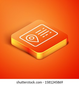 Isometric Address book line icon isolated on orange background. Telephone directory.  Vector Illustration