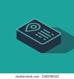 Isometric Address book line icon isolated on green background. Telephone directory.  Vector Illustration