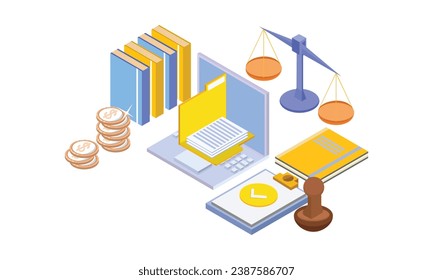Isometric administration and justice.on white background.3D design.isometric vector design Illustration.