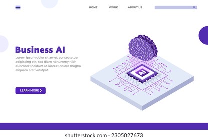 isometric AI landing page design