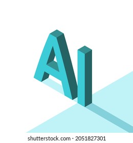 Isometric AI letters. Artificial intelligence, science, technology, computing, future and innovation concept. Flat design. EPS 8 vector illustration, no transparency, no gradients
