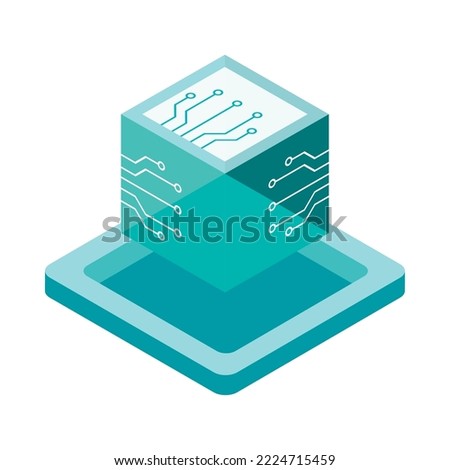 isometric AI techonology icon isolated