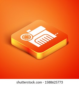 Isometric Air compressor icon isolated on orange background.  Vector Illustration