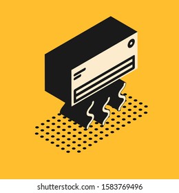 Isometric Air conditioner icon isolated on yellow background. Split system air conditioning. Cool and cold climate control system.  Vector Illustration