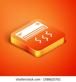 Isometric Air conditioner icon isolated on orange background. Split system air conditioning. Cool and cold climate control system.  Vector Illustration