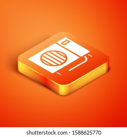 Isometric Air conditioner icon isolated on orange background. Split system air conditioning. Cool and cold climate control system.  Vector Illustration