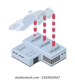 Composición isométrica de la contaminación del aire con vistas aisladas del medio ambiente contaminante con la ilustración de los vectores de residuos tóxicos