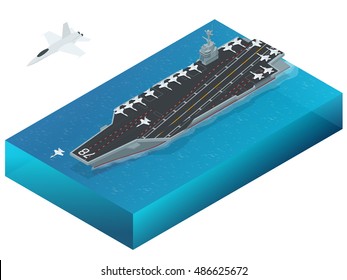 Isometric Aircraft Assigned To The Nuclear-powered Aircraft Carrier  (CVN). Military Sea Transport. 