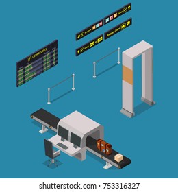 Isometric aircraft check security gates