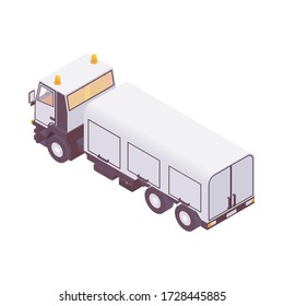 Isometric Aircraft Loading Truck. Catering And Cabin Cleaning Vehicle.