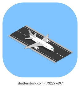Isometric Aircraft on Runway.
Illustration vector passenger jet.