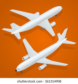Isometric Airplane passenger plane.  An airliner, aircraft for transporting passengers and air cargo. 