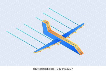 Isometric airplane take off. Air transport isolated on white background