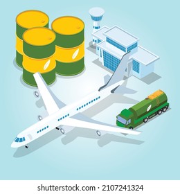isometric airport 3d vector concept for banner, website, illustration, landing page, flyer, etc.