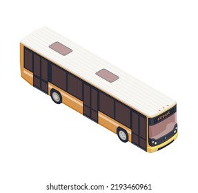 Isometric airport apron bus on white background 3d vector illustration