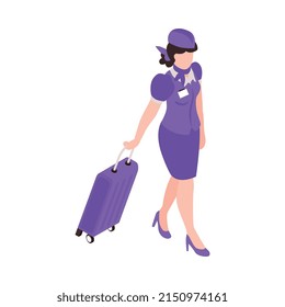Isometric airport composition with isolated human character of steward on blank background vector illustration