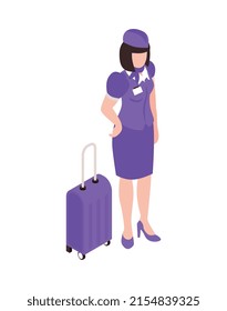Isometric airport composition with isolated human character of steward on blank background vector illustration