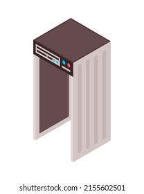Isometric airport composition with isolated section of airport terminal zone on blank background vector illustration