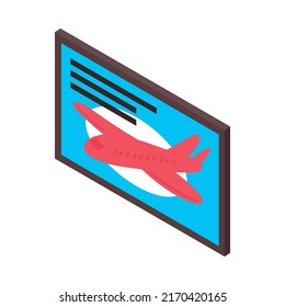 Isometric airport composition with isolated section of airport terminal zone on blank background vector illustration