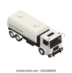 Isometric airport fuel supply truck vehicle on white background 3d vector illustration